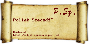 Poliak Szecső névjegykártya